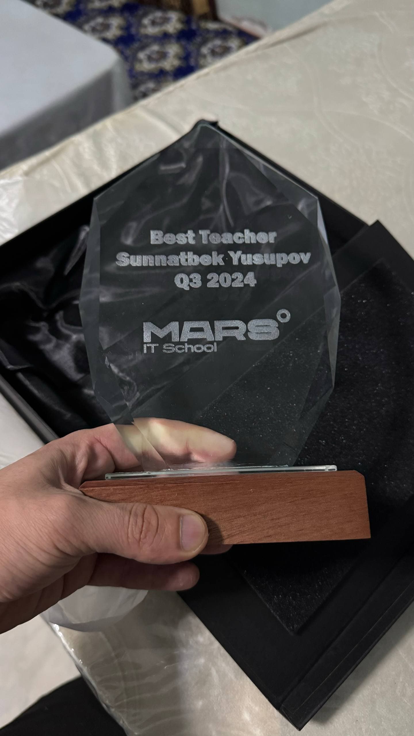 Best Teacher award for Sunnatbek Yusupov, MARS IT School, Q3 2024